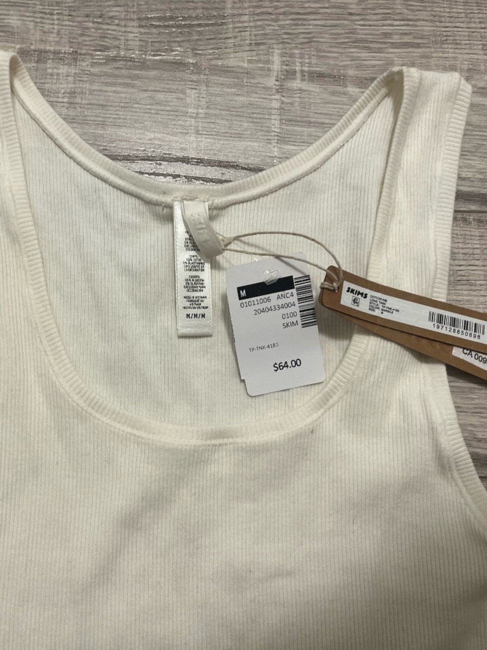 SKIMS Ivory ribbed knit Tank Top